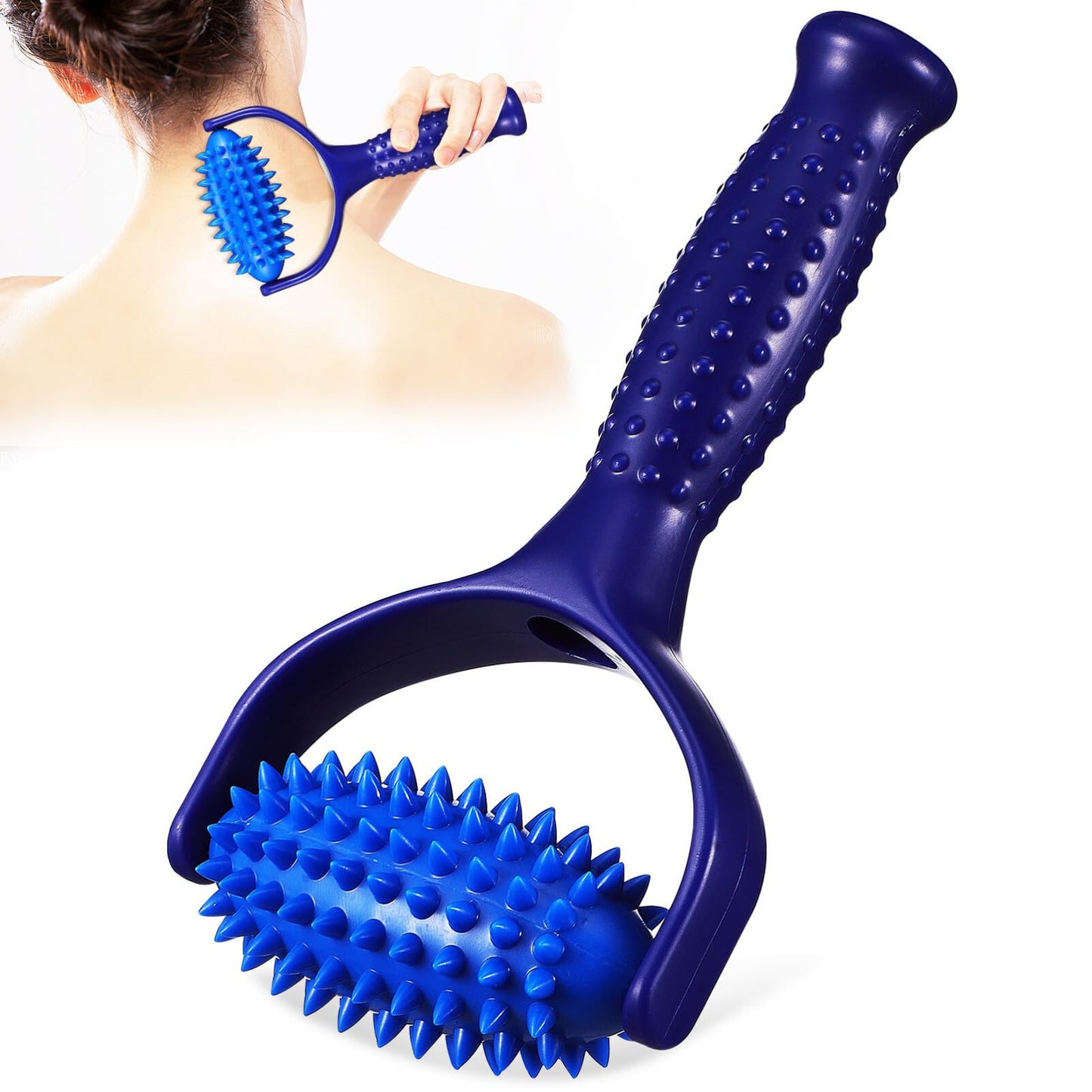 Lurrose Massage Balls Massage Roller with Handle and Nubs Massager Fascia Ball Self-Massage Roller for Body Muscle Relaxing