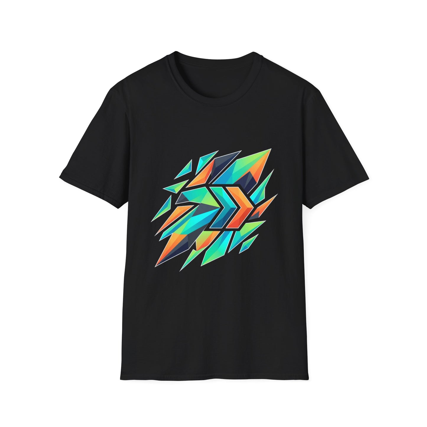 Abstract Geometric Arrow T-Shirt — Colorful Tribal-Inspired Graphic Tee Printify