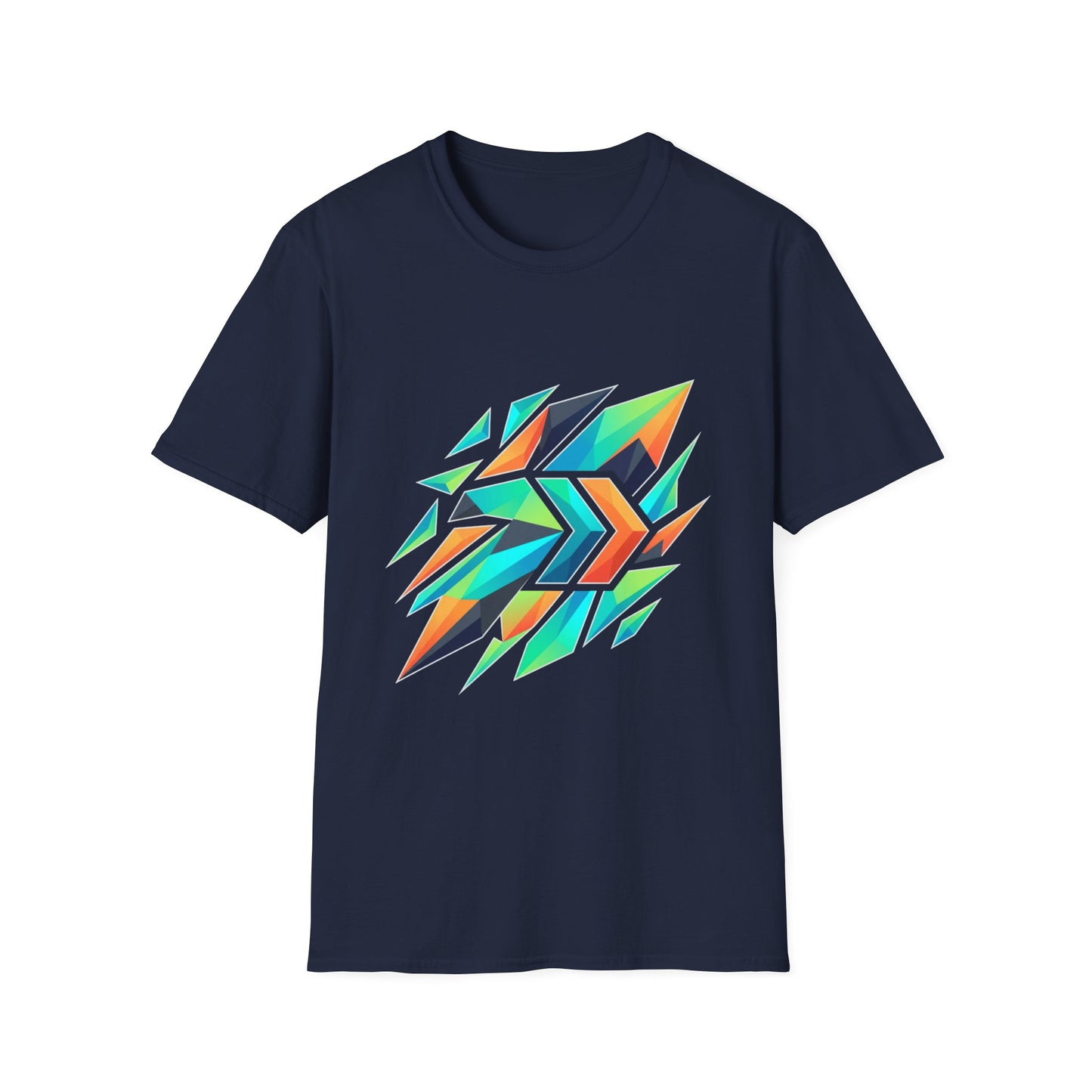 Abstract Geometric Arrow T-Shirt — Colorful Tribal-Inspired Graphic Tee Printify