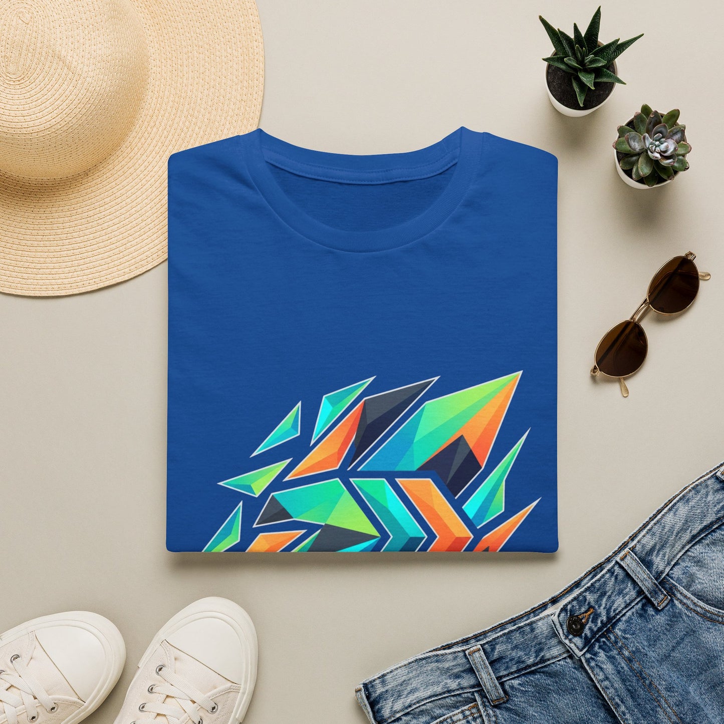 Abstract Geometric Arrow T-Shirt — Colorful Tribal-Inspired Graphic Tee Printify