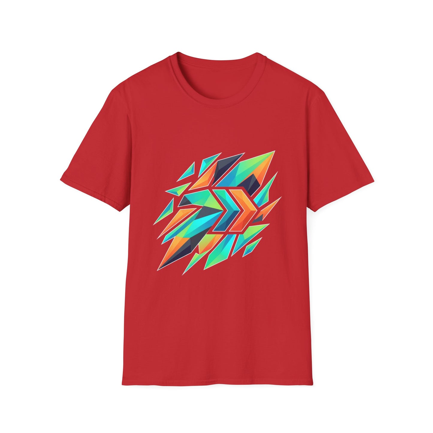Abstract Geometric Arrow T-Shirt — Colorful Tribal-Inspired Graphic Tee Printify