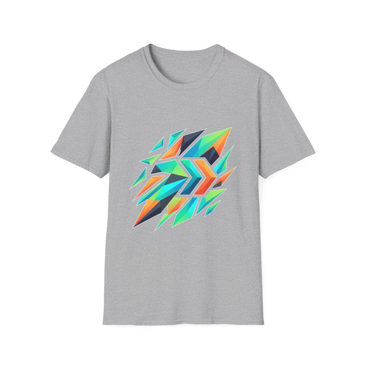 Abstract Geometric Arrow T-Shirt — Colorful Tribal-Inspired Graphic Tee Printify