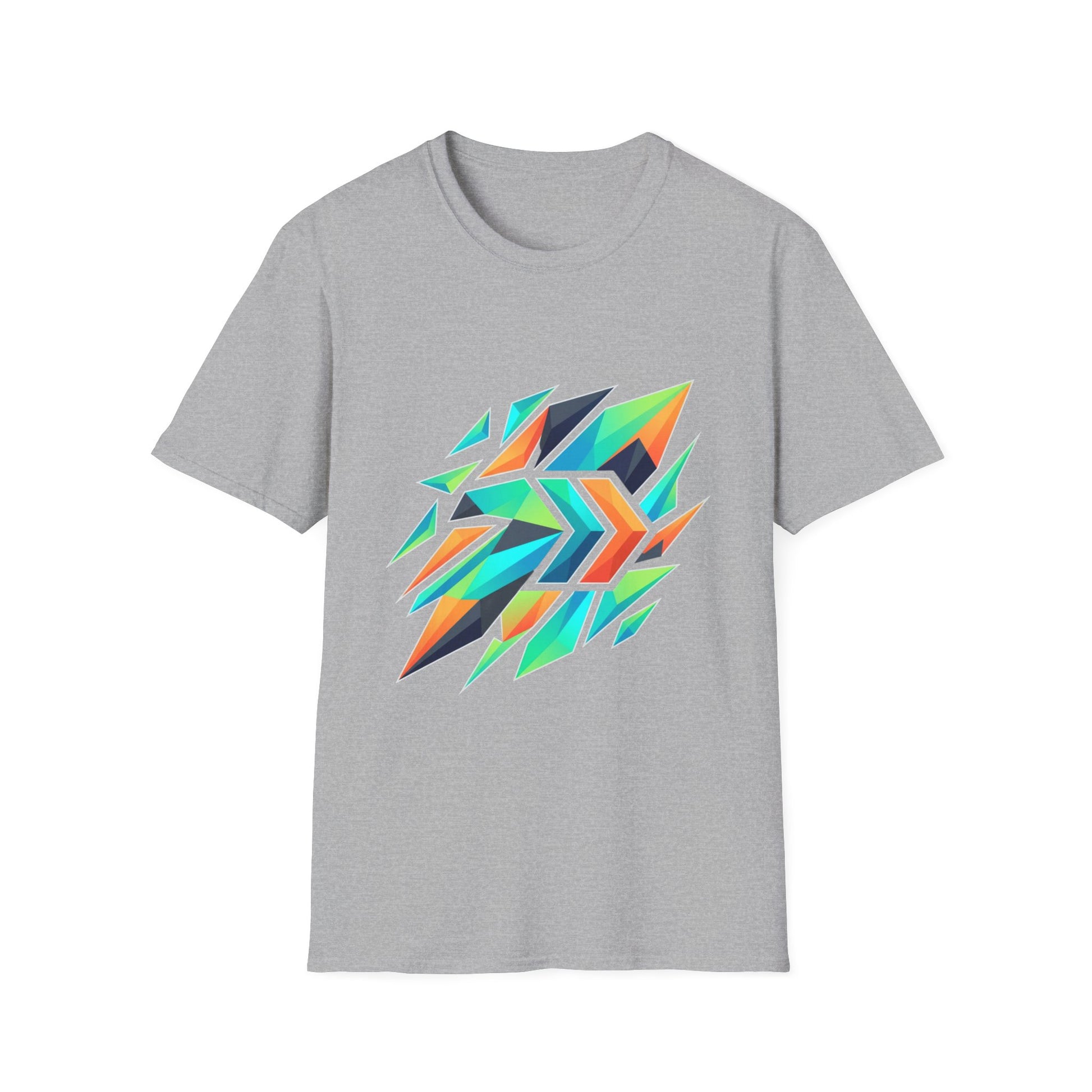 Abstract Geometric Arrow T-Shirt — Colorful Tribal-Inspired Graphic Tee Printify