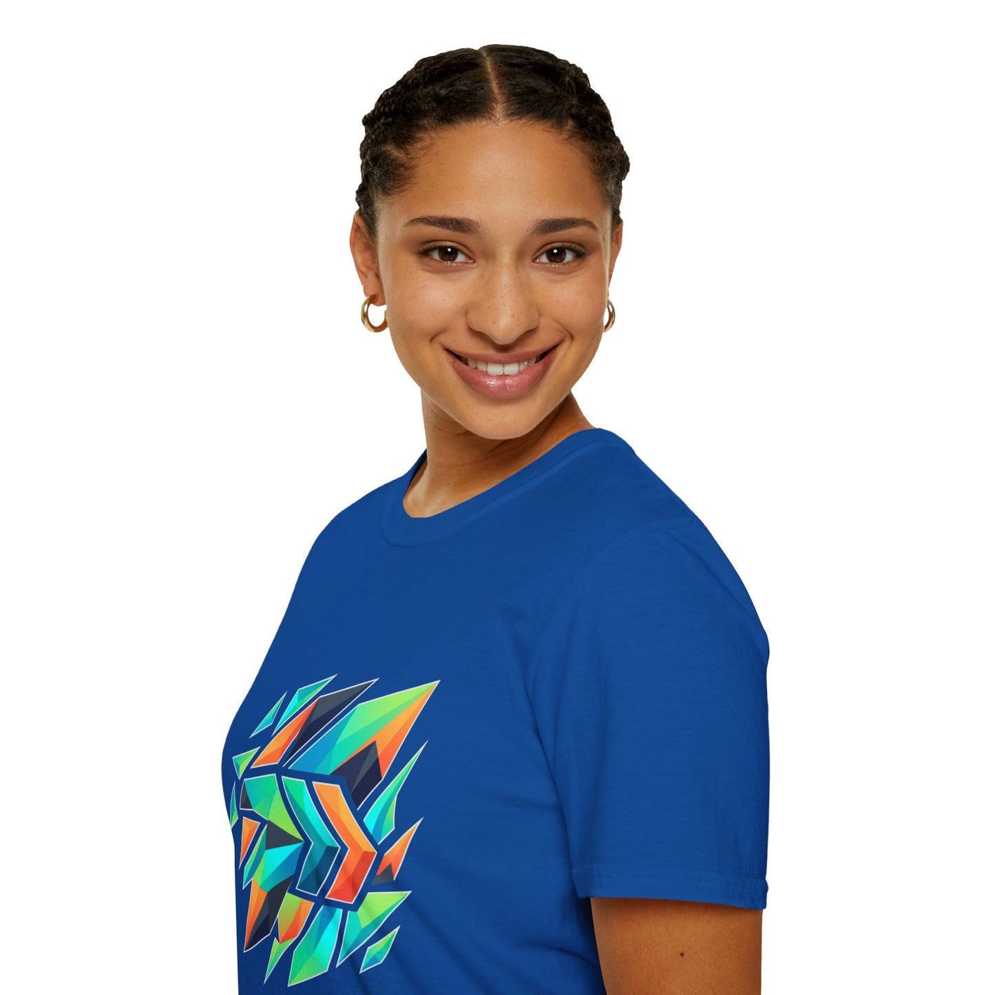 Abstract Geometric Arrow T-Shirt — Colorful Tribal-Inspired Graphic Tee Printify