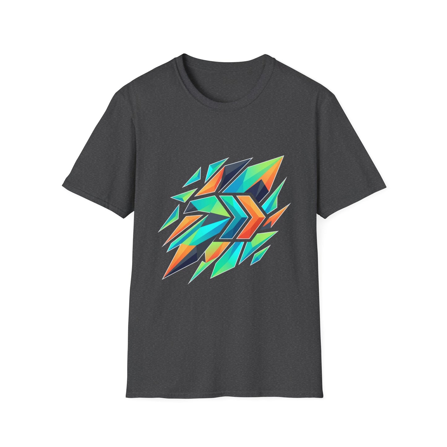 Abstract Geometric Arrow T-Shirt — Colorful Tribal-Inspired Graphic Tee Printify