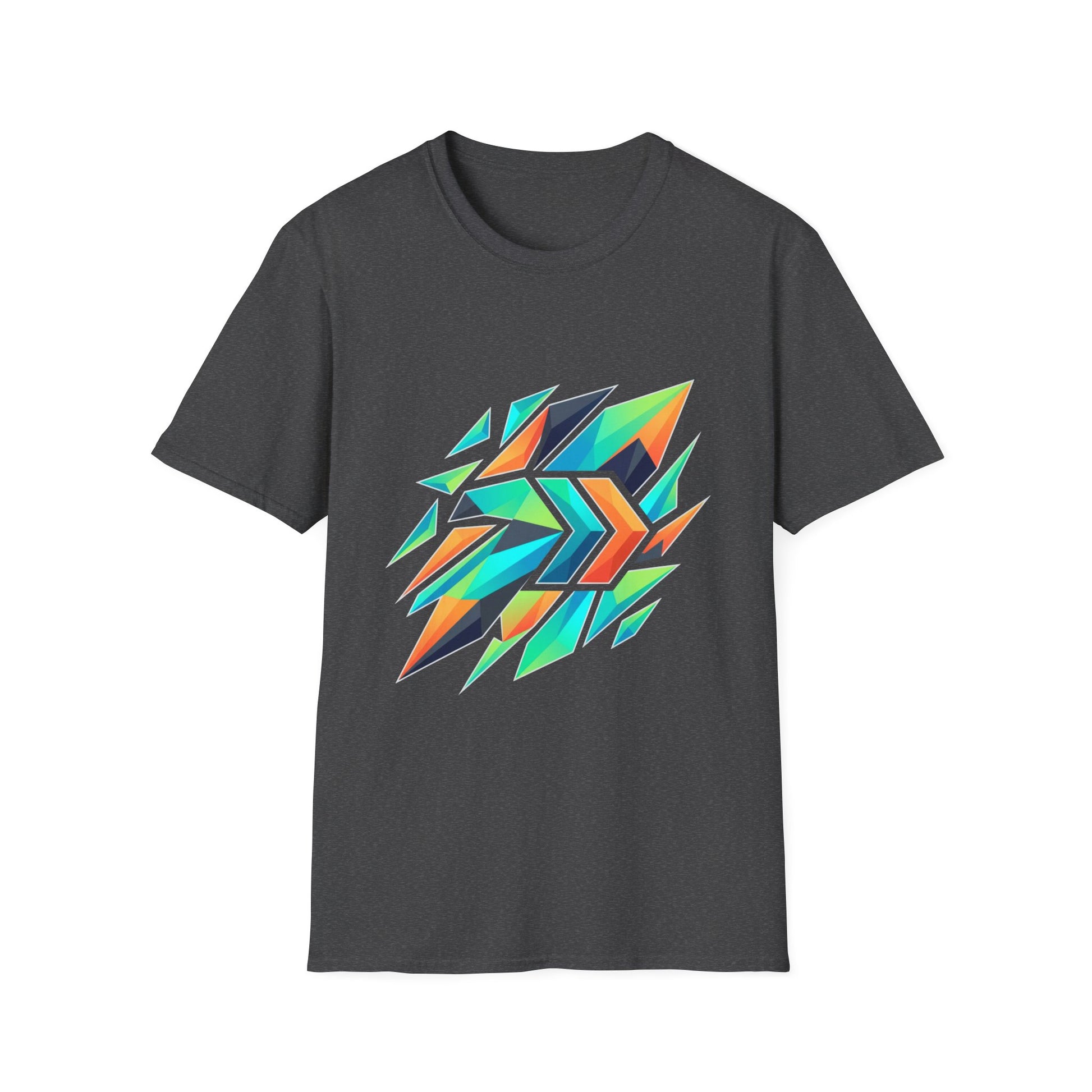 Abstract Geometric Arrow T-Shirt — Colorful Tribal-Inspired Graphic Tee Printify