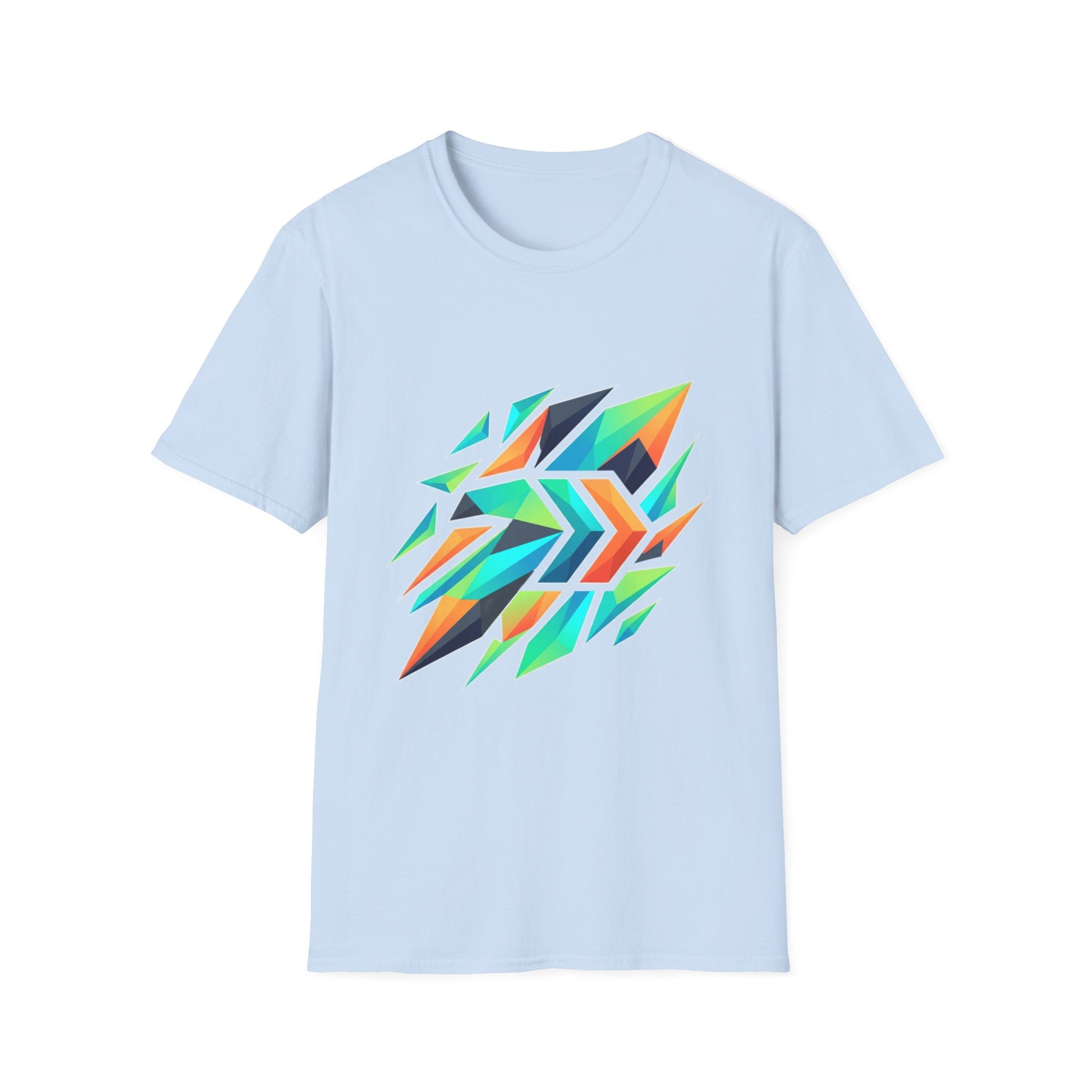 Abstract Geometric Arrow T-Shirt — Colorful Tribal-Inspired Graphic Tee Printify