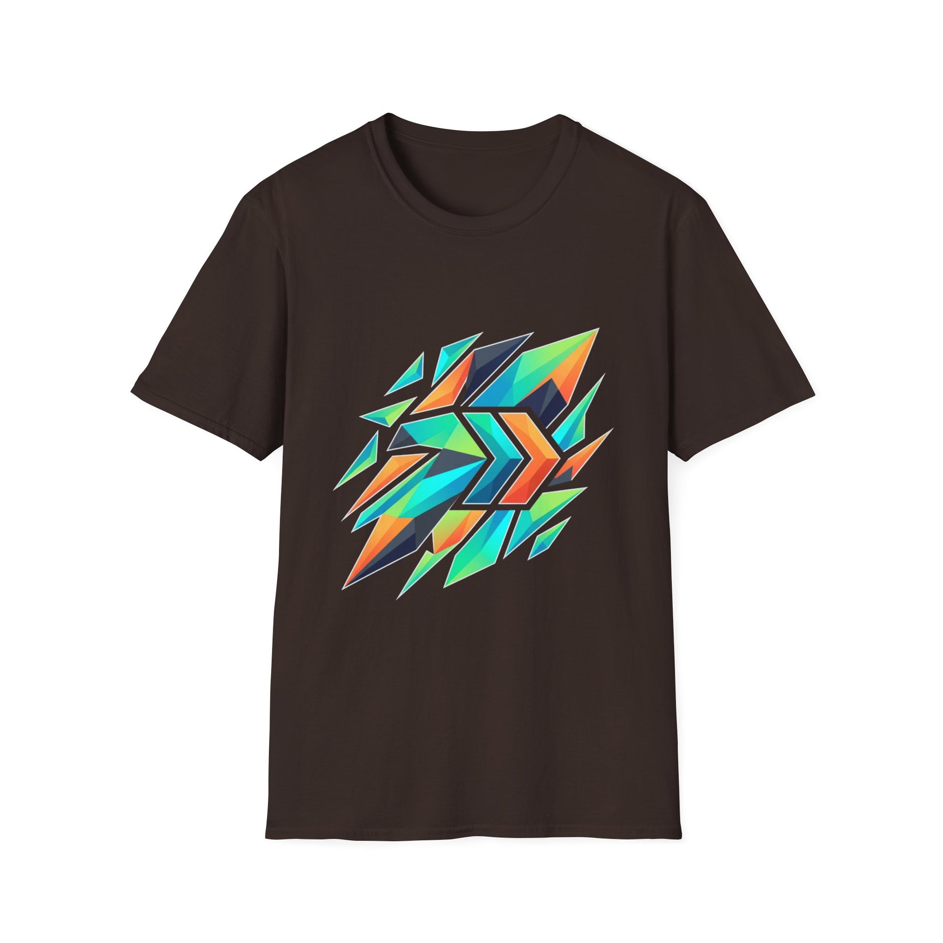 Abstract Geometric Arrow T-Shirt — Colorful Tribal-Inspired Graphic Tee Printify