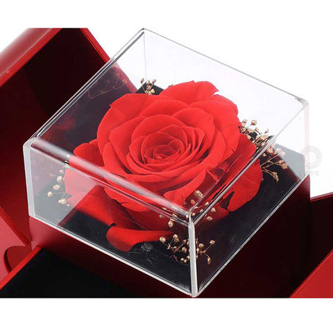 Red Necklace Fashion Jewelry Box Red Apple With Artificial Flower Rose Flower